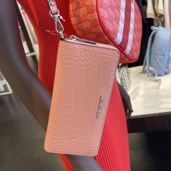 Michael Kors Large Jet Set Travel Continental Wristlet Phone Holder Case Wallet - Picture 2 of 16